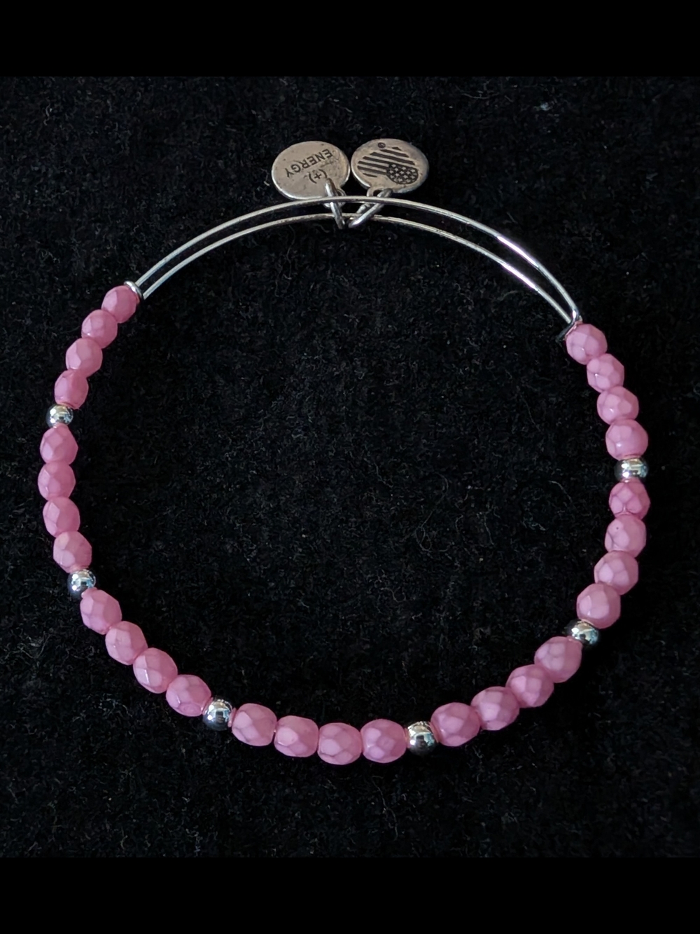 Alex and Ani Pink Faceted Bead Expandable Bracelet with Silver Accents